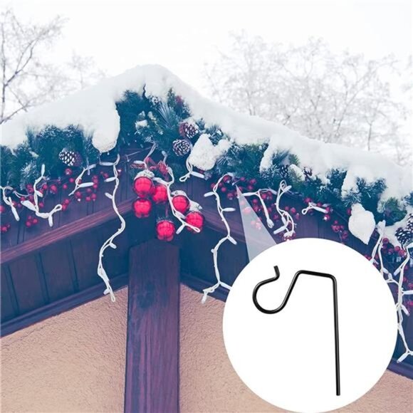 Light Hanger Christmas Gutter Light Hook Metal Outdoor Gutter (Black, 80 Pieces) - Picture 4 of 7